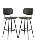 Grey PU Leather Bar Stool with Back, Set of 2 P51229