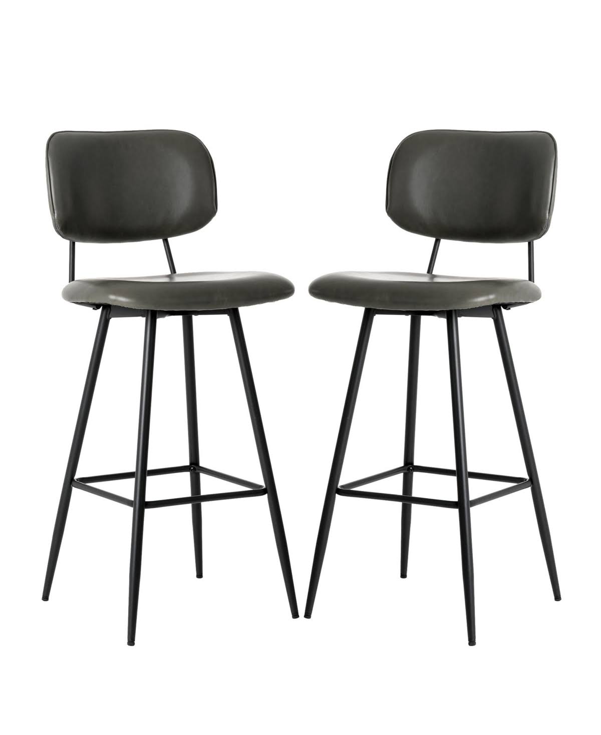 Grey PU Leather Bar Stool with Back, Set of 2 P51229