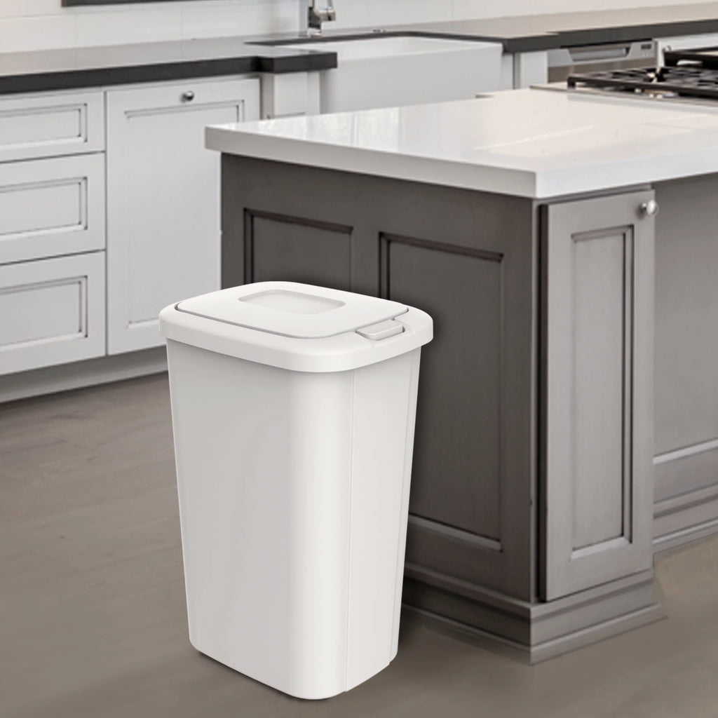 13.3-gal Touch Lid Trash Can, White (2 Pack) V336