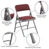 Burgundy Patterned Fabric Metal Folding Chair M594