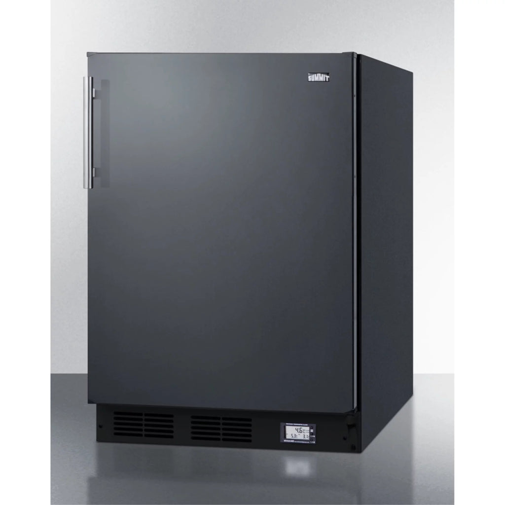 Black Undercounter Refrigerator-Freezer with Thermometer and Alarm G747057