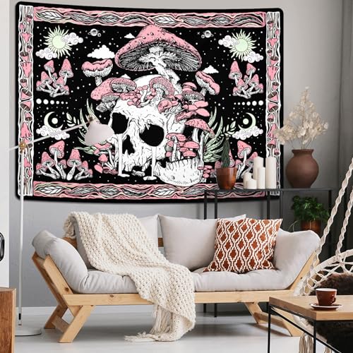 Purple Mushroom Skull Wall Tapestry H8055