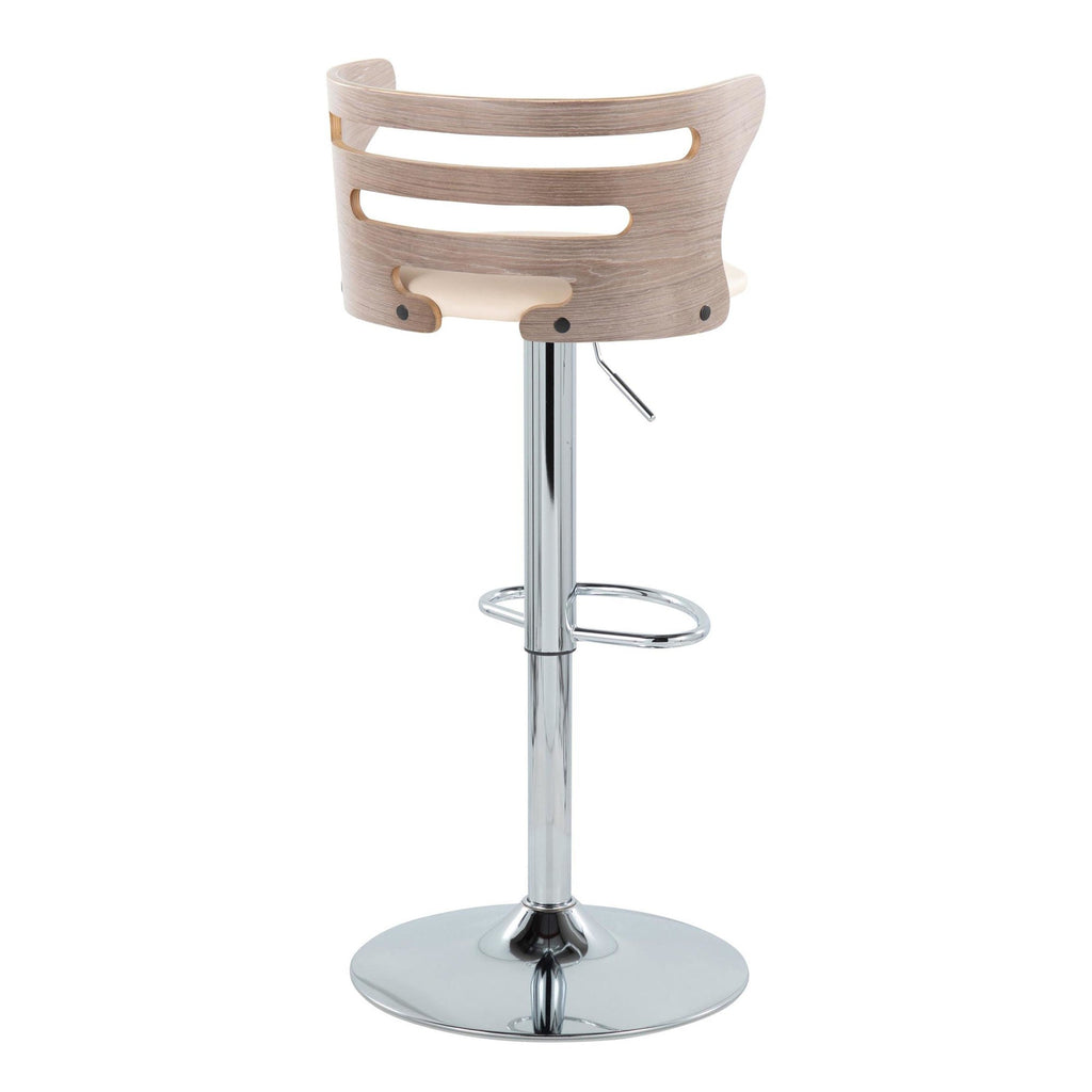 Light Grey Wood and Cream Faux Leather Swivel Barstool Set of 2 M975