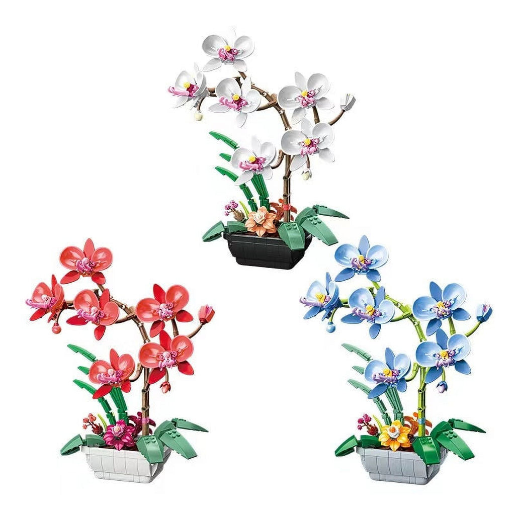 Building Blocks DIY Bricks Flowers Potted Plant Puzzle Butterfly Orchid Home Decor C558911
