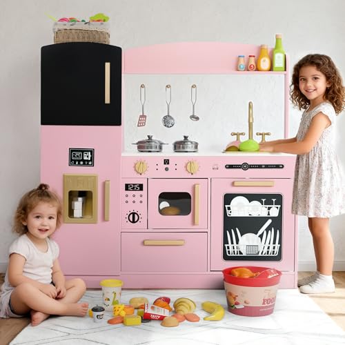 Wooden Kids Play Kitchen Set with Blackboard D60437