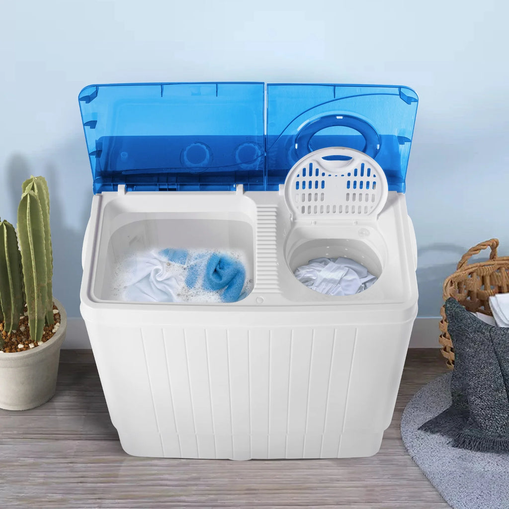Semi-automatic Twin Tub Washing Machine, 26Lbs, White&Blue B94302