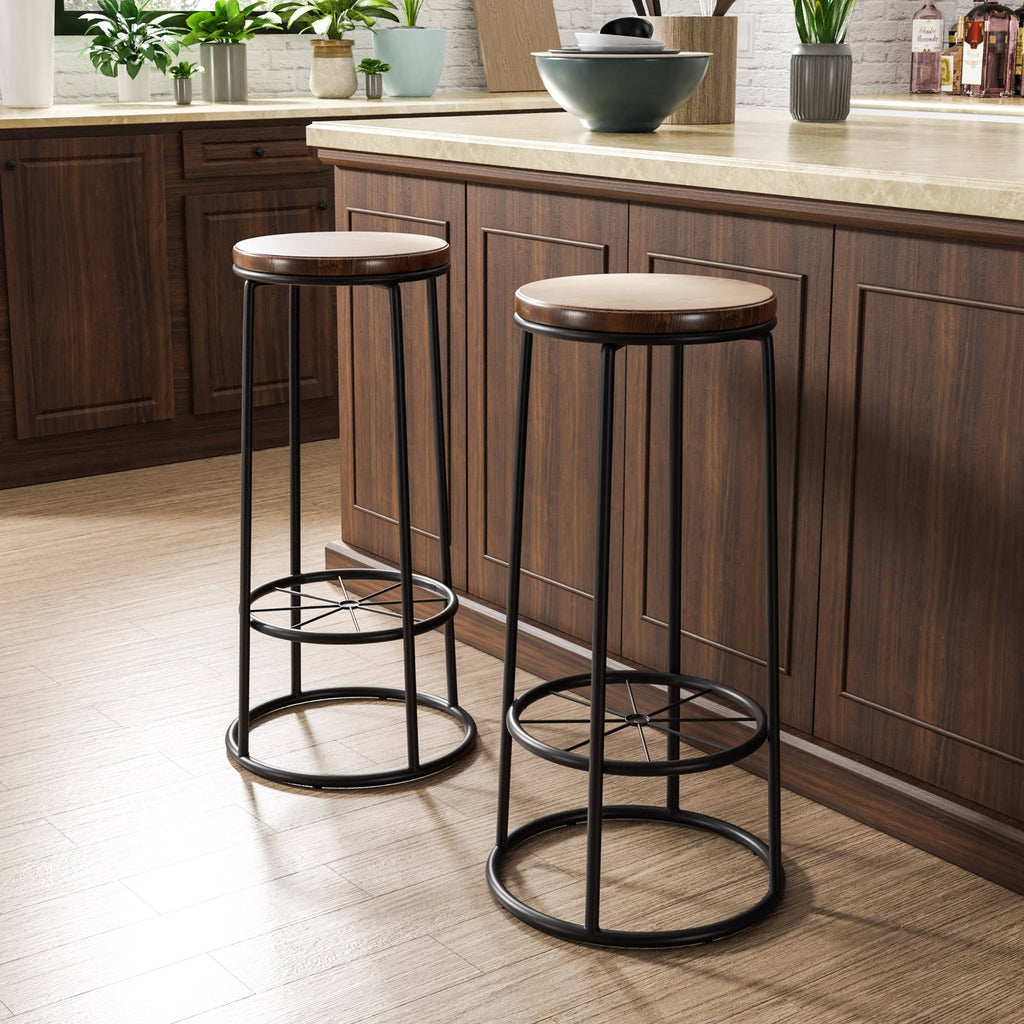Rustic Metal Barstools Set of 2 H709