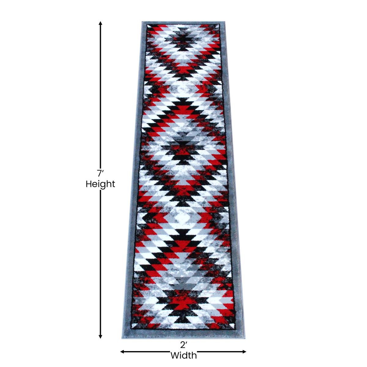 Red Grey White Black Distressed Runner V620967