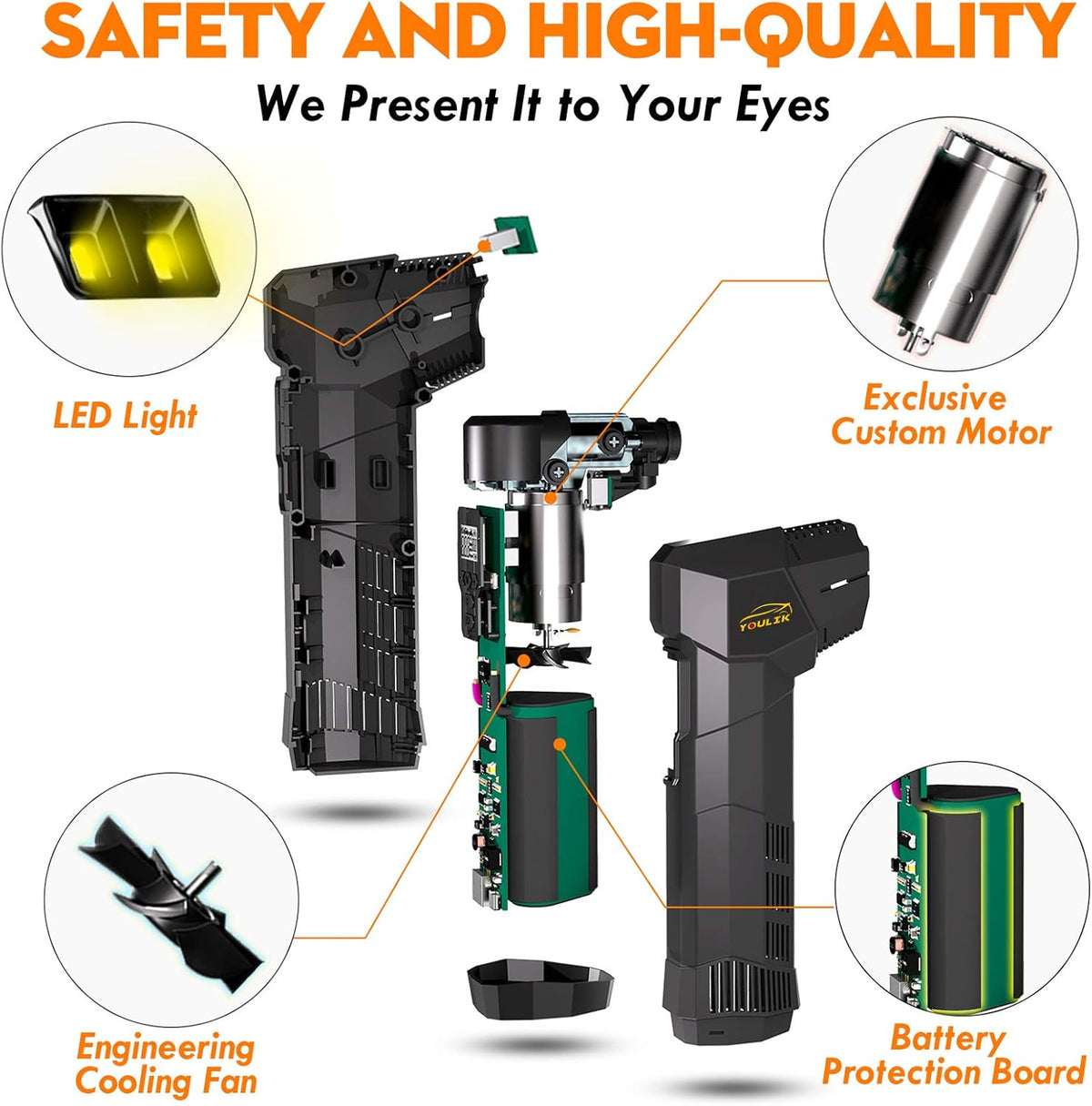 Electric Handheld Tire Inflator, 6000mAh Rechargeable Cordless Bike Pump, Portable Air Compressor with Digital Display U7257