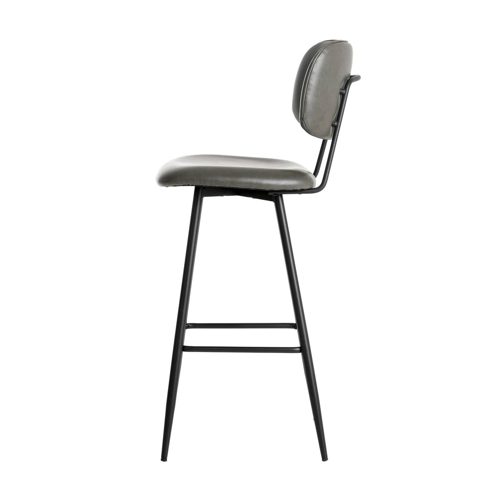 Grey PU Leather Bar Stool with Back, Set of 2 P51229