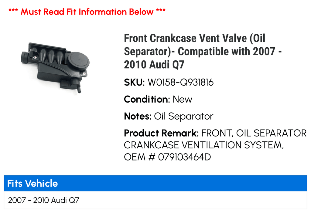 Front Crankcase Vent Valve Separator Z448402