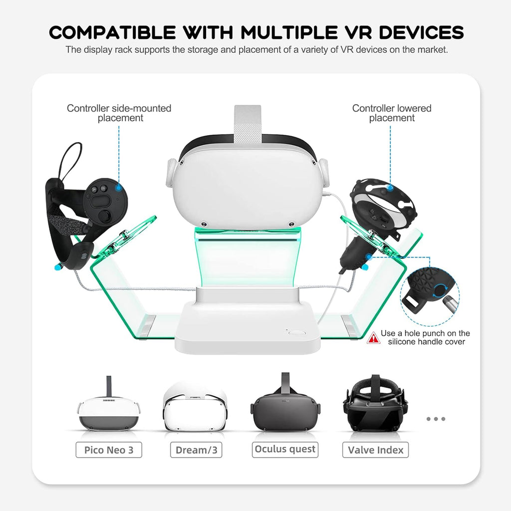 Charging Dock for Oculus Quest 2 Headset and Controllers with LED Lights, Rechargeable Batteries and Charger Cable Pack of 2 A78655