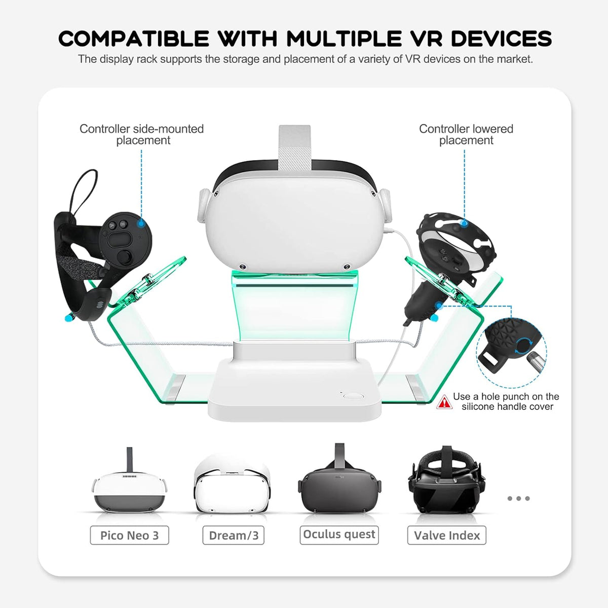 Charging Dock for Oculus Quest 2 Headset and Controllers with LED Lights, Rechargeable Batteries and Charger Cable Pack of 2 A78655