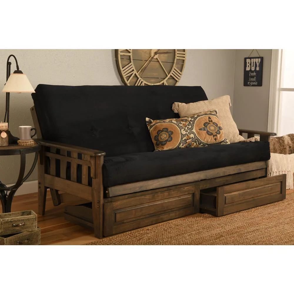 Black Suede Fabric Mattress Frame C316559