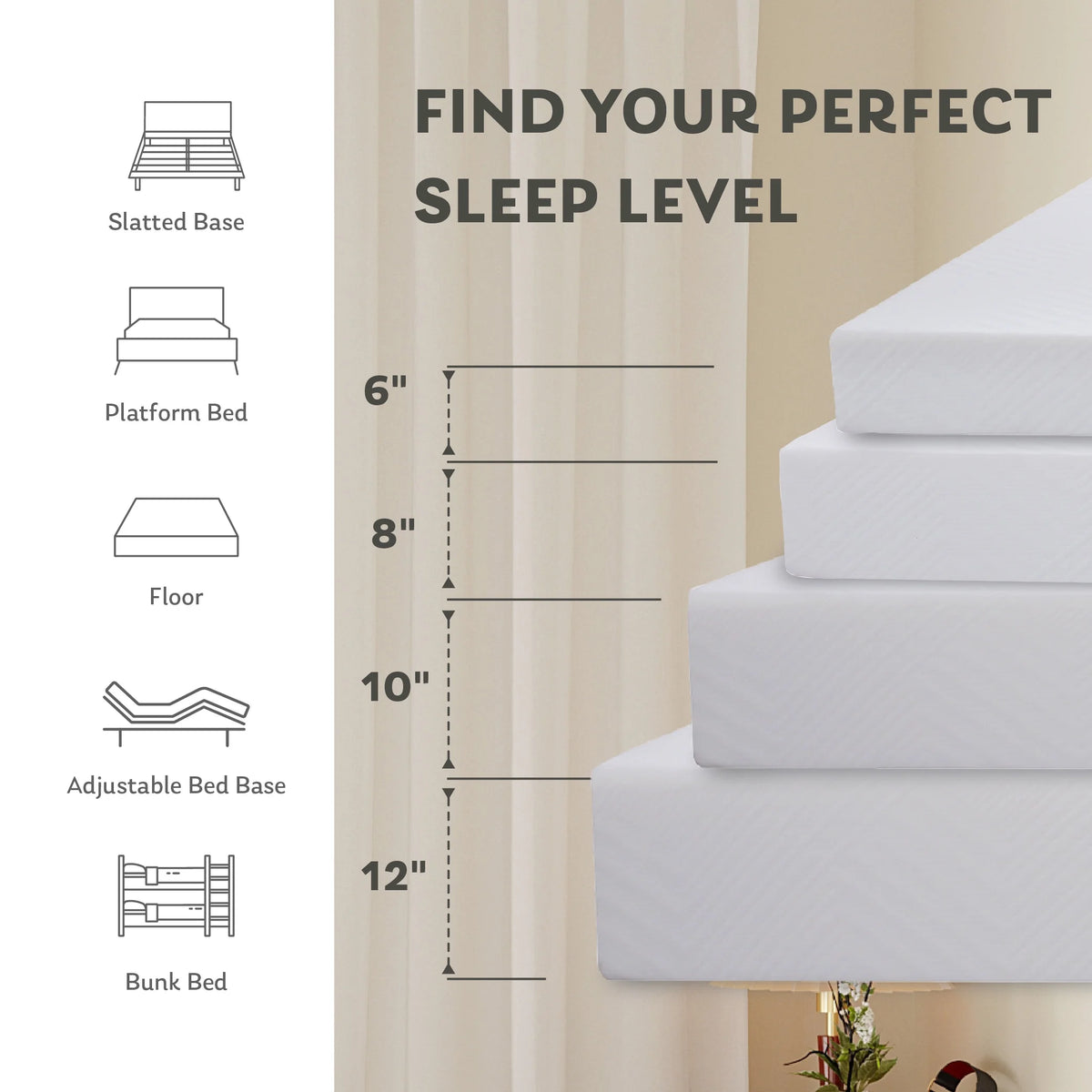 White Twin 6 inch Memory Foam Mattress L859