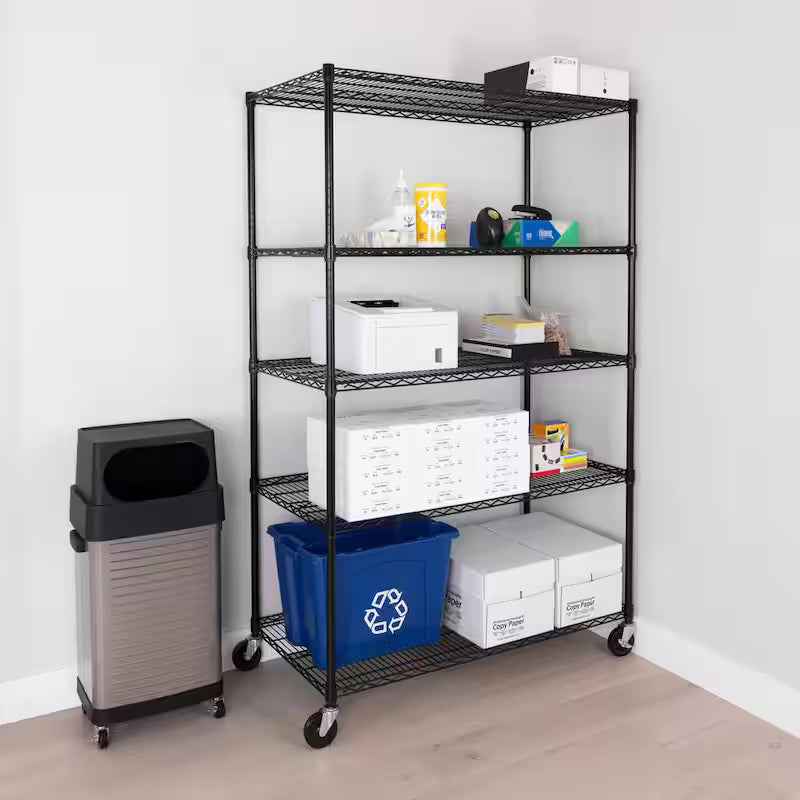 Black 5-Tier Steel Wire Shelving A177576