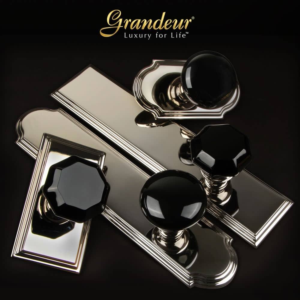 Tall Plate Entry Set with Lyon Knob in Satin Nickel E5931