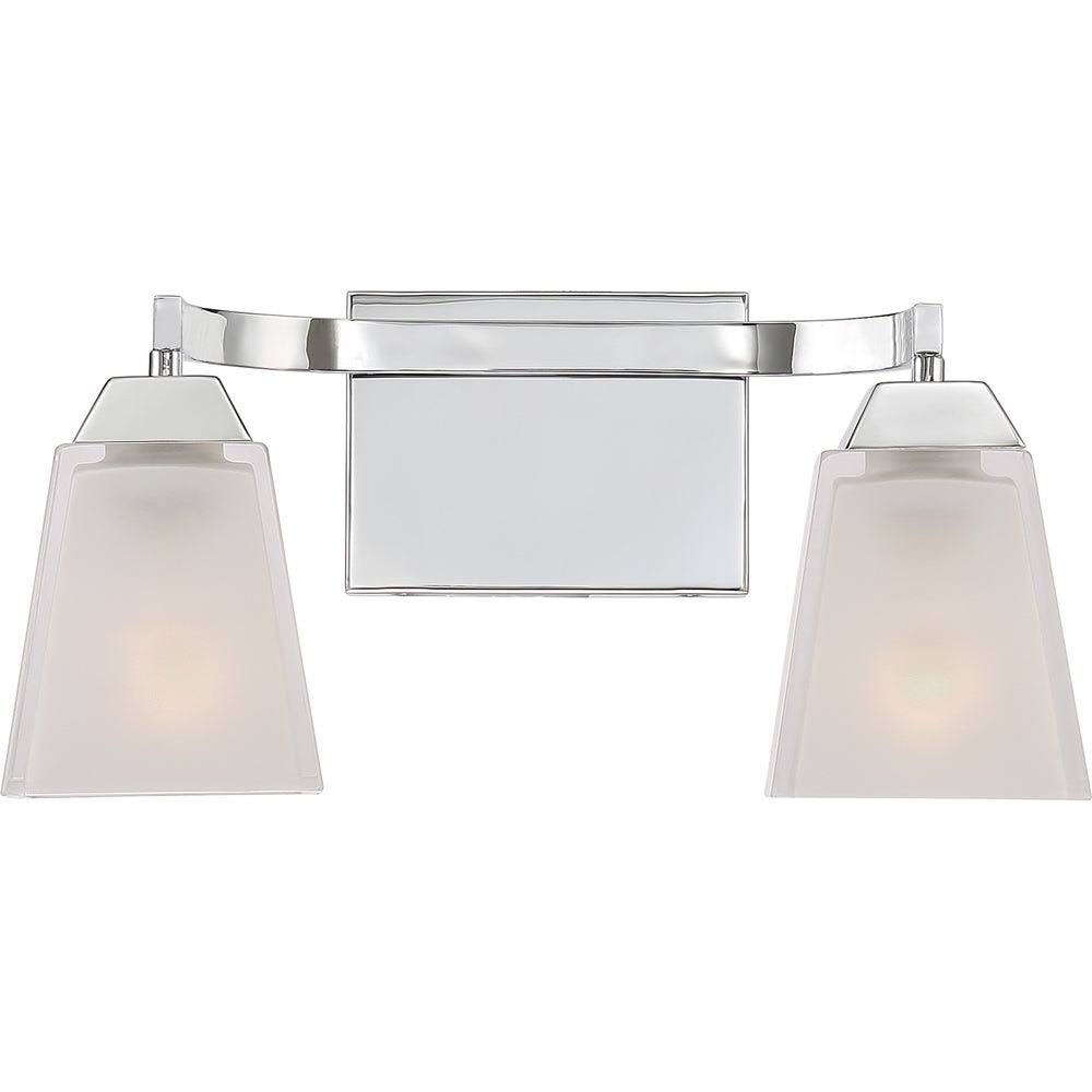 Polished Chrome 2-Light Bath Fixture with Frosted Glass M555