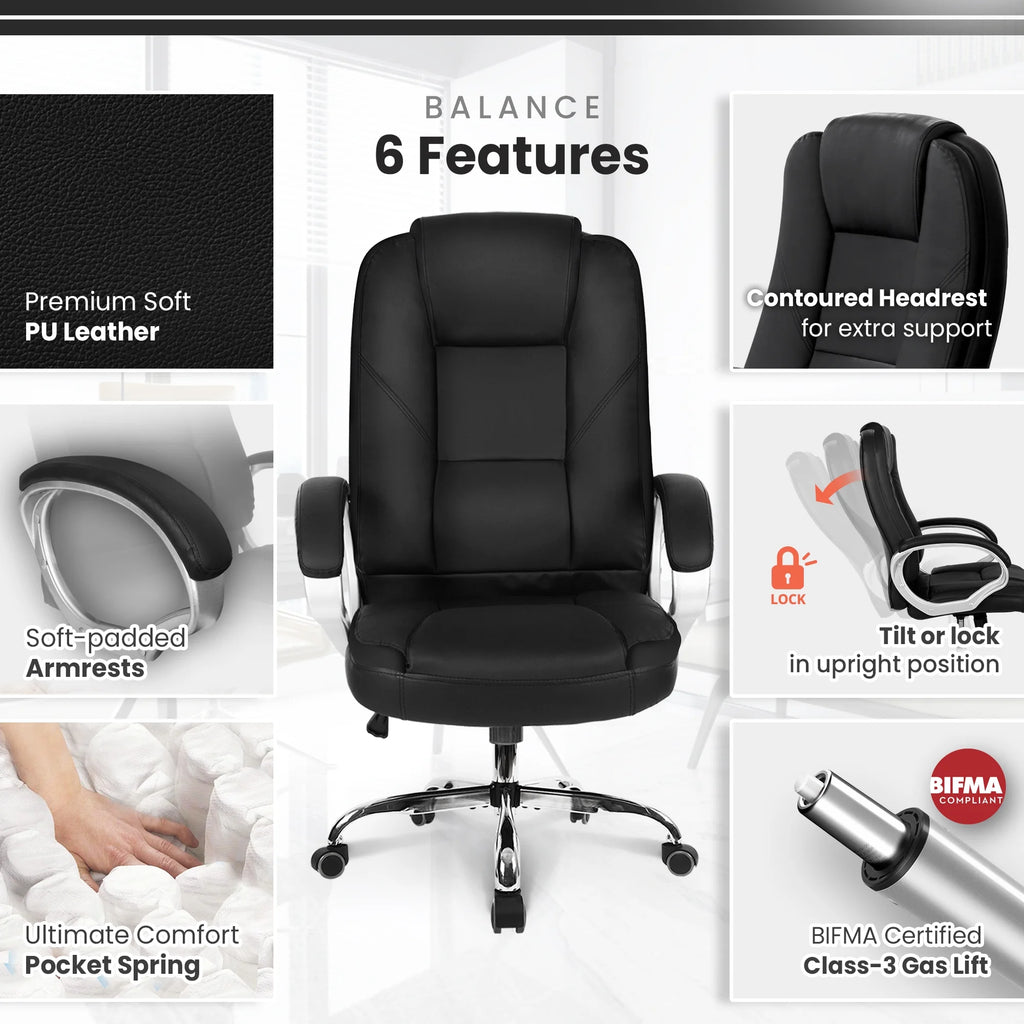 Ergonomic High-Back Leather Office Chair S84683