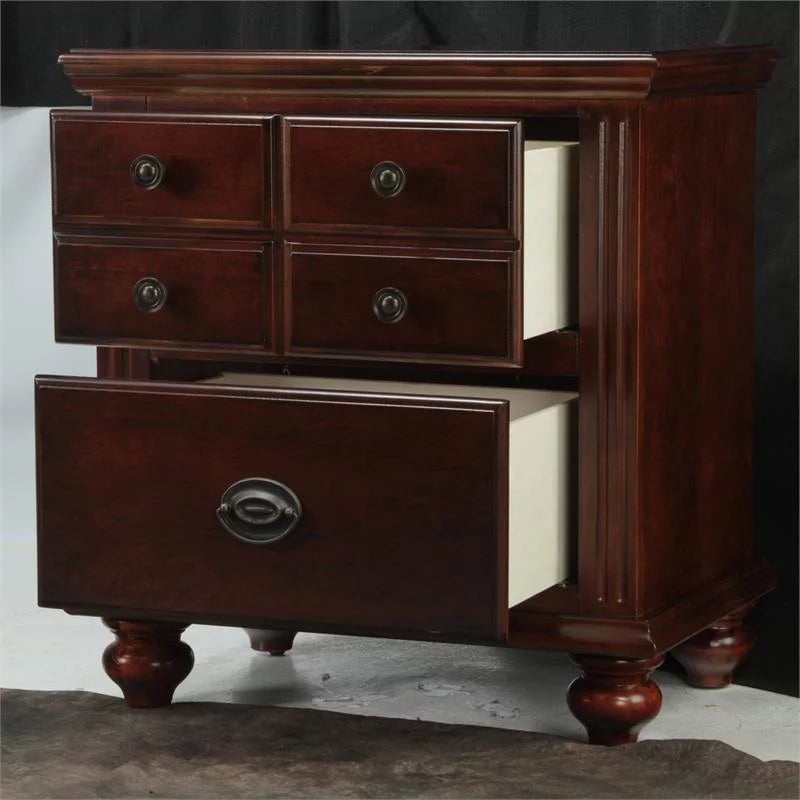 2-Drawer Solid Wood Nightstand in Cherry C6356