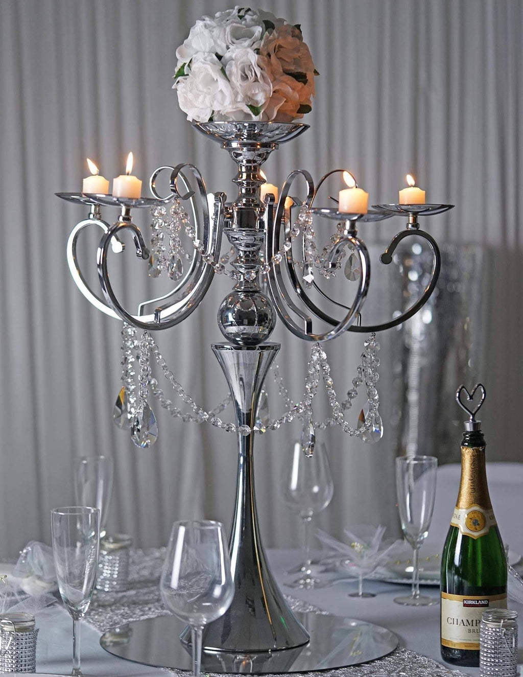 Silver Metal Candle Holder Candelabra M358727