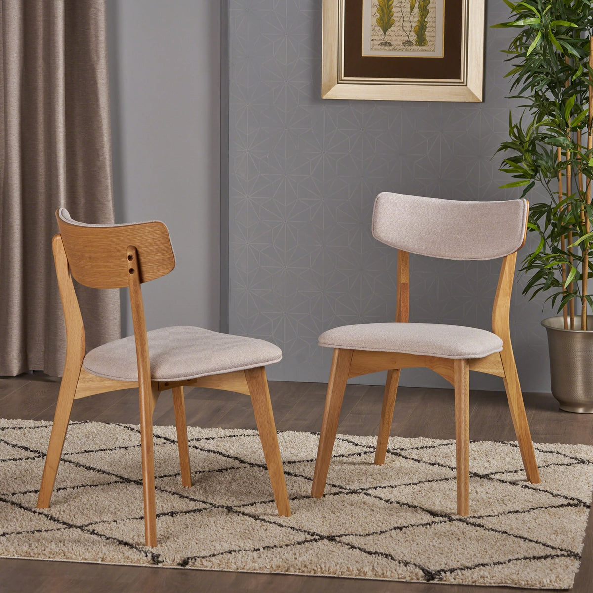 Light Beige Fabric Dining Chairs Q608