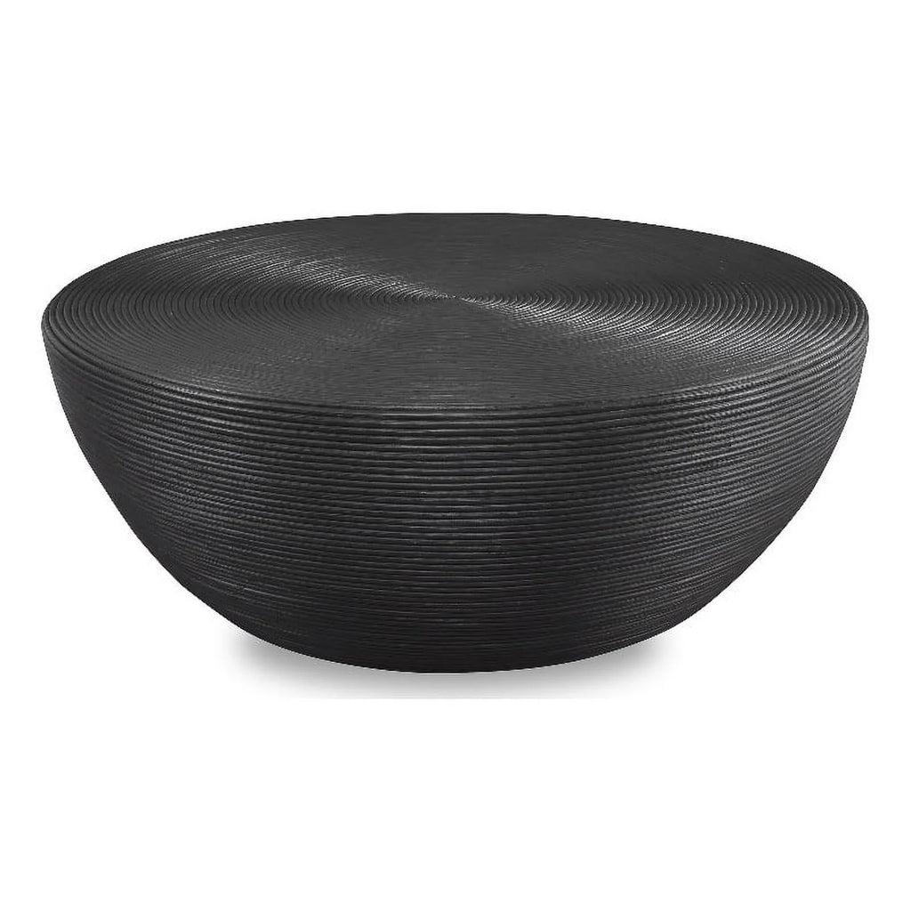43.75" Round Rattan Coffee Table in Black K2517
