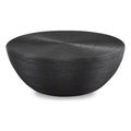 43.75" Round Rattan Coffee Table in Black K2517