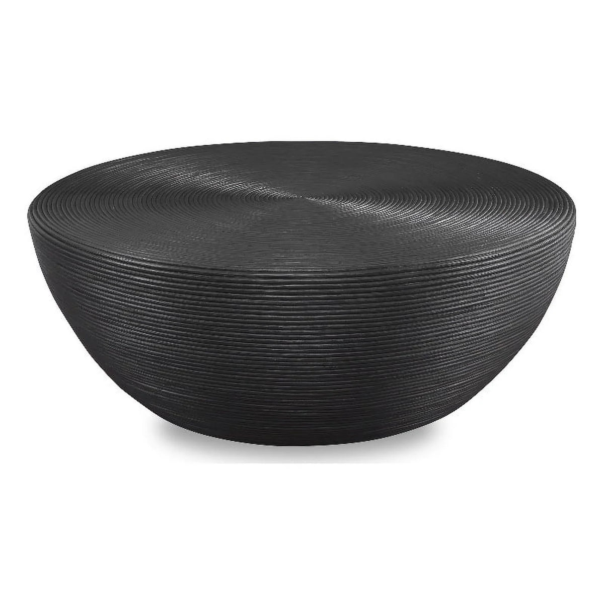 43.75" Round Rattan Coffee Table in Black K2517