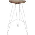 White Bar Stool Base with American Walnut Seat C7129