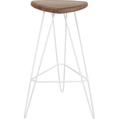 White Bar Stool Base with American Walnut Seat C7129