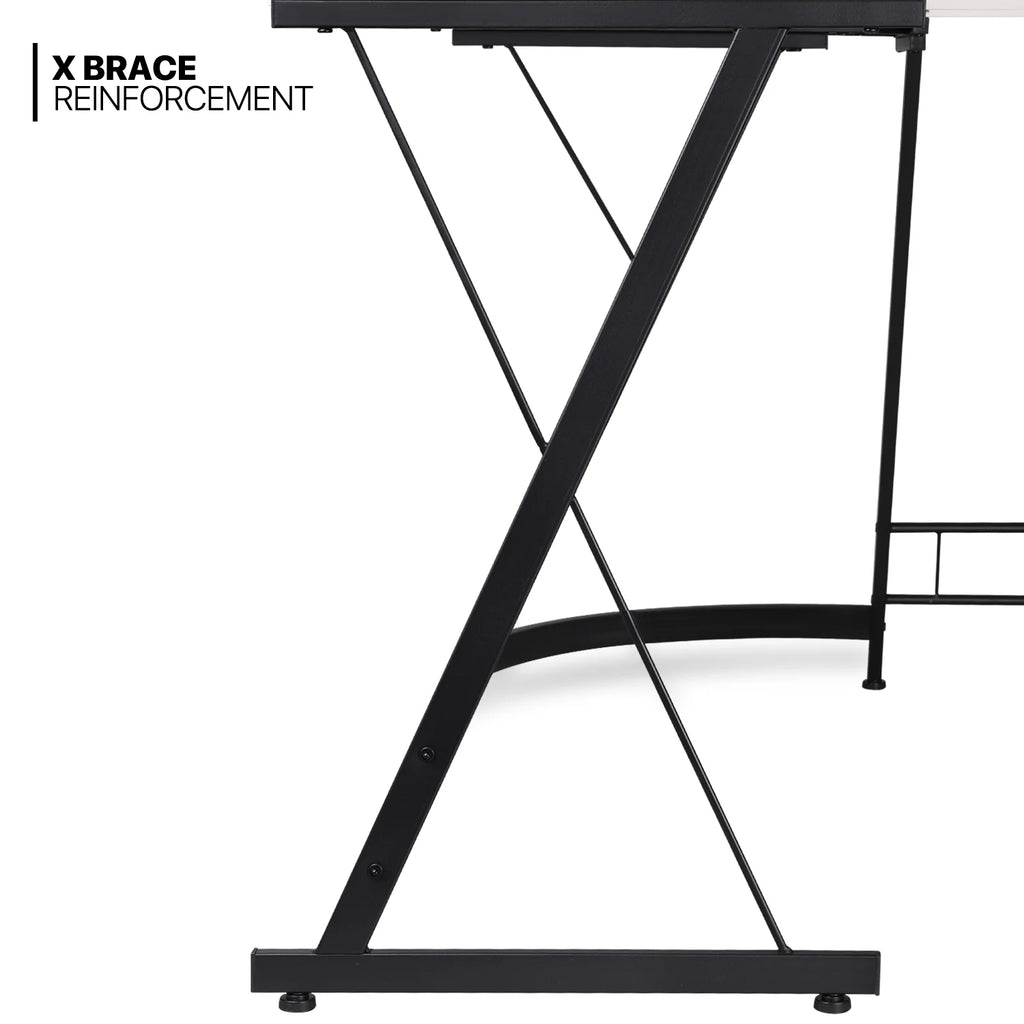 White L Shaped Computer Desk & Chair Set with Monitor Stand X9363
