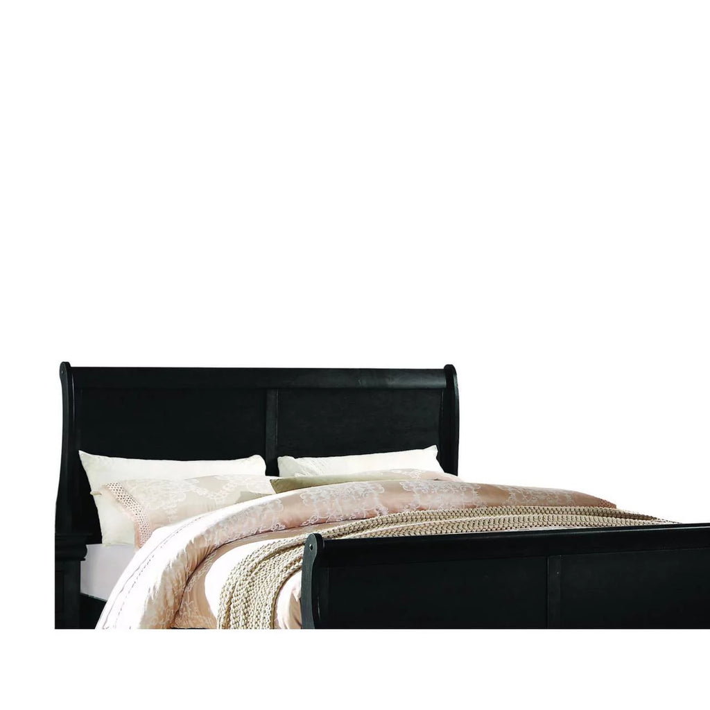 Brown Twin Size Wooden Sleigh Bed with Panel Headboard and Footboard P698