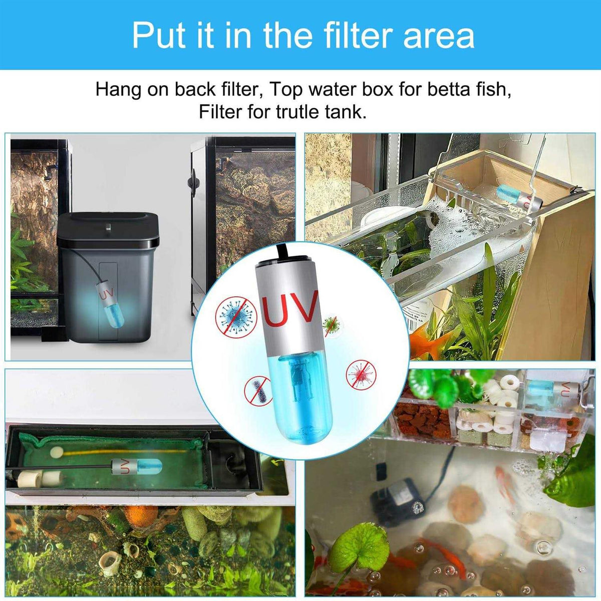 3 W Mini 13 W UV Sanitizer Submersible Aquarium Clean Light E3451