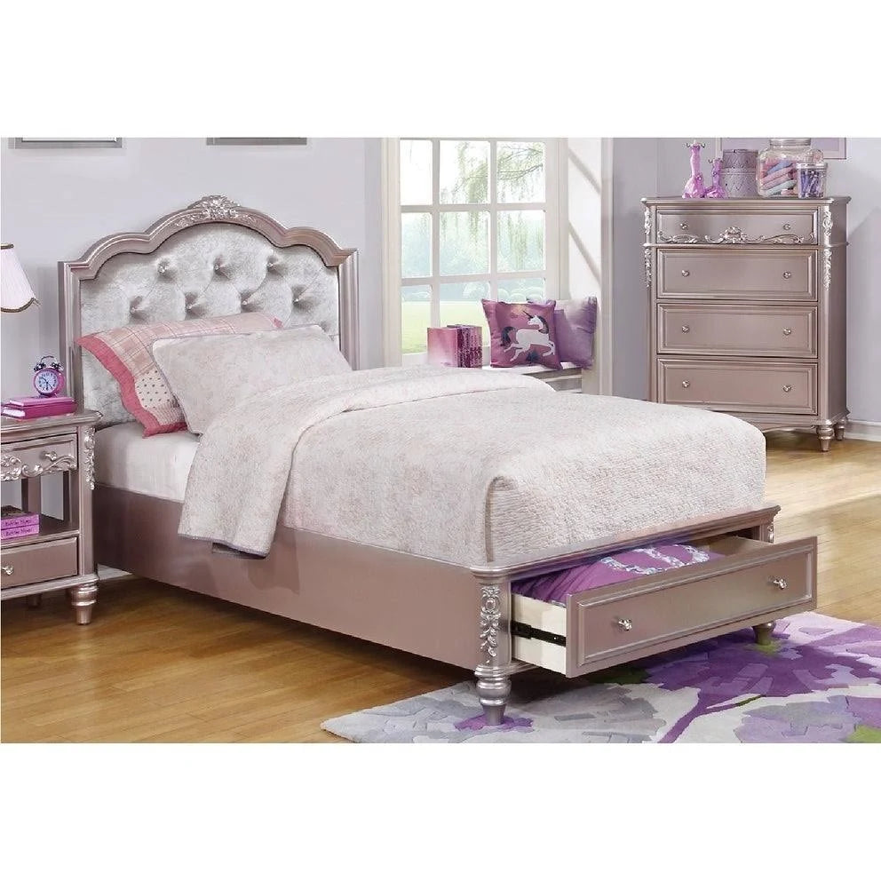Metallic Lilac Twin Storage Bed U187555
