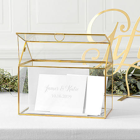 Gold Wedding Glass Terrarium Card Holder G421766