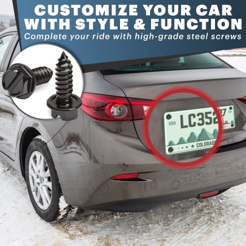 Rustproof Stainless Steel License Plate Screws 4-Pack Black N7704