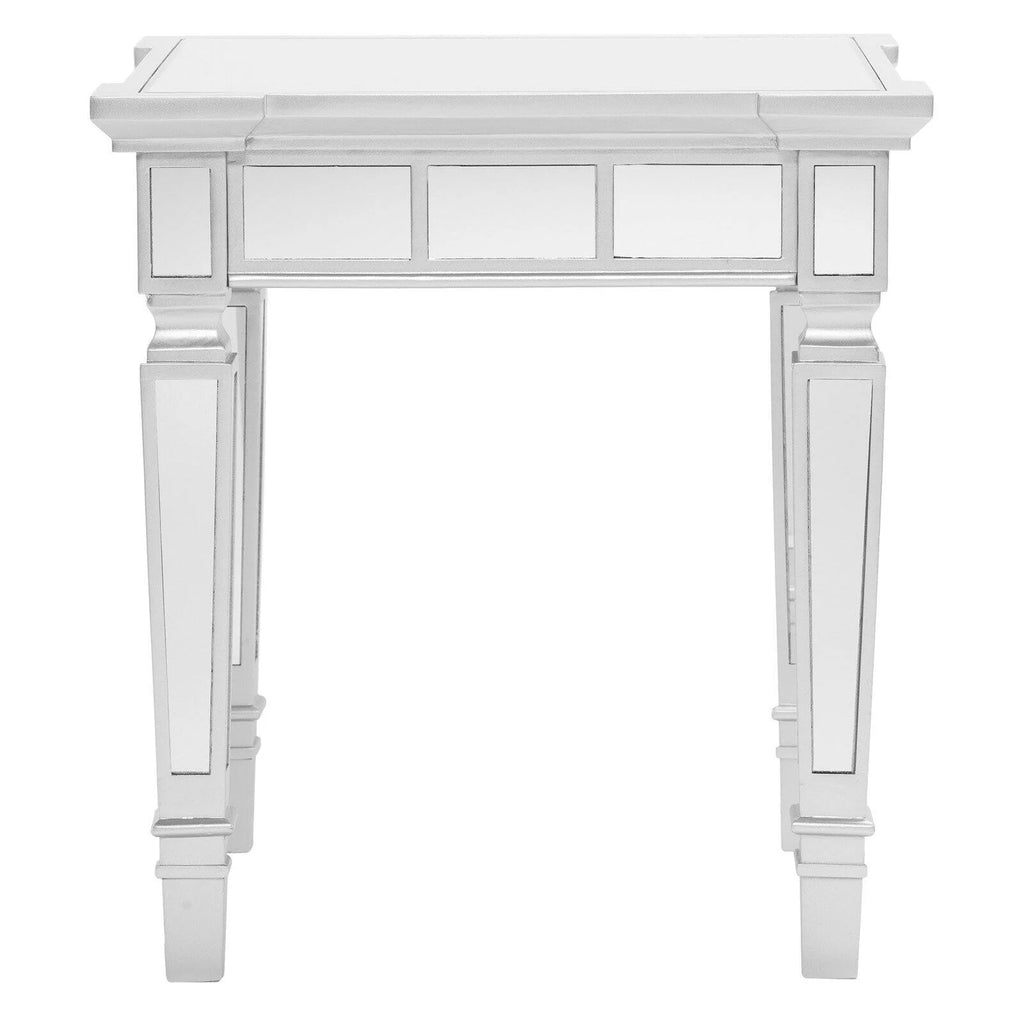 Square Mirrored Wood End Table O544
