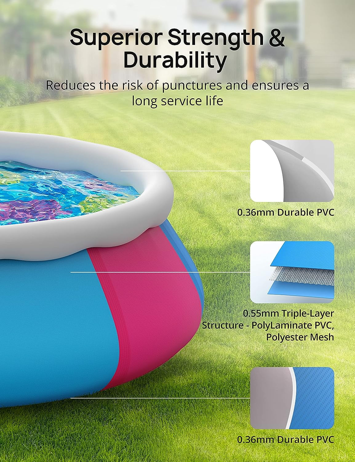 10ft × 30in Inflatable Swimming Pool with Pool Cover C96510