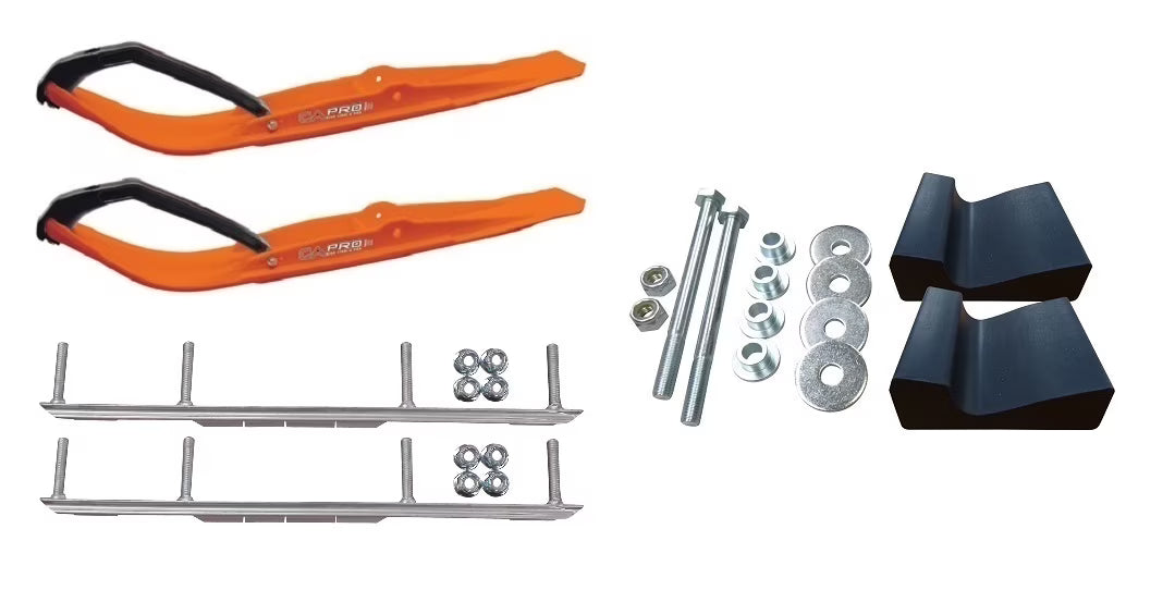 Orange Razor Snowmobile Skis with 6" Shaper Bars Complete Kit I78100