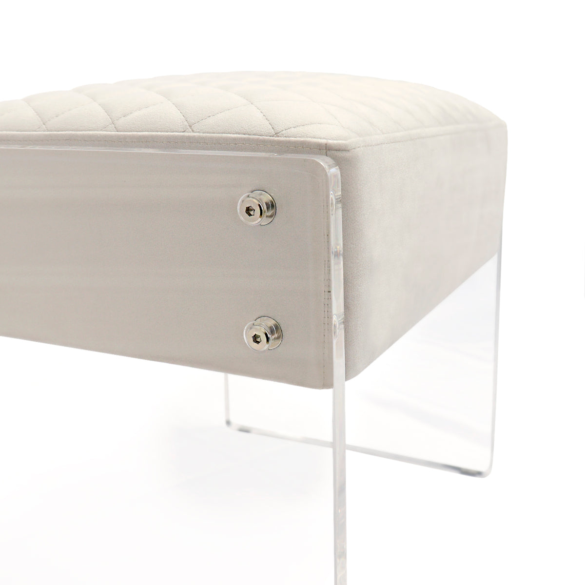 Ivory Velvet Stool E11739