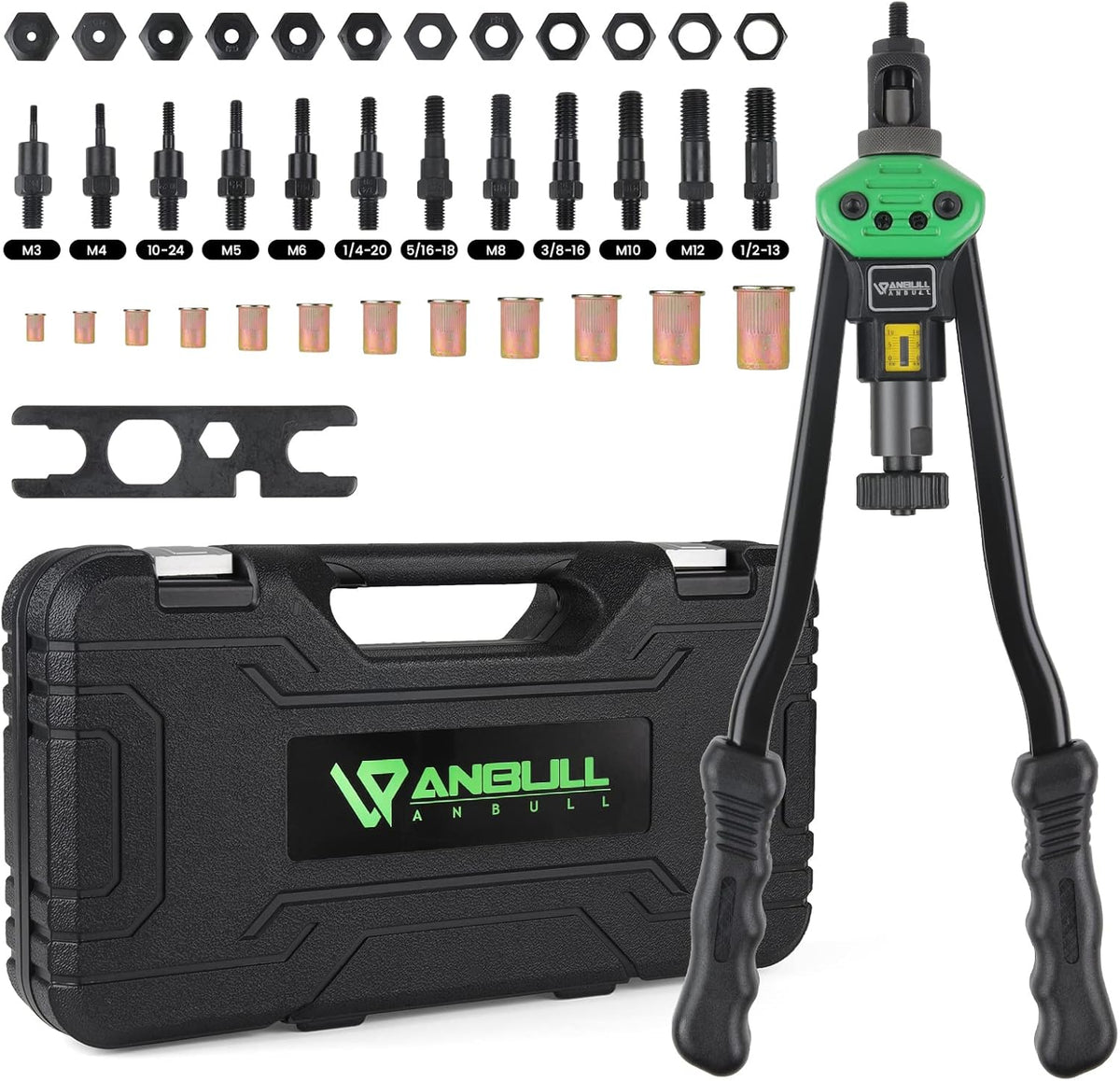 16" Rivet Tool Kit with 120PCS Rivet Nuts & Plastic Case X16290