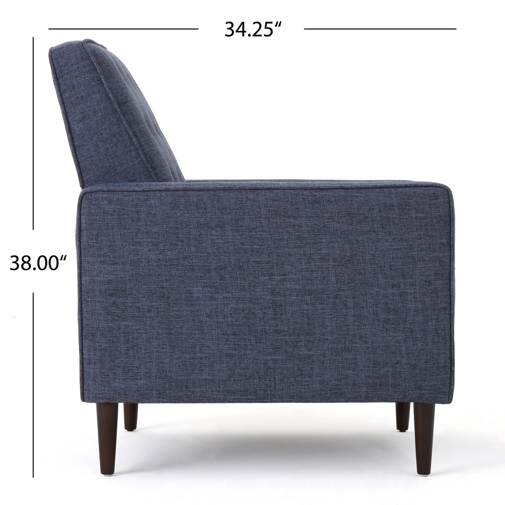 Dark Blue Fabric Button Tufted Recliner Z380