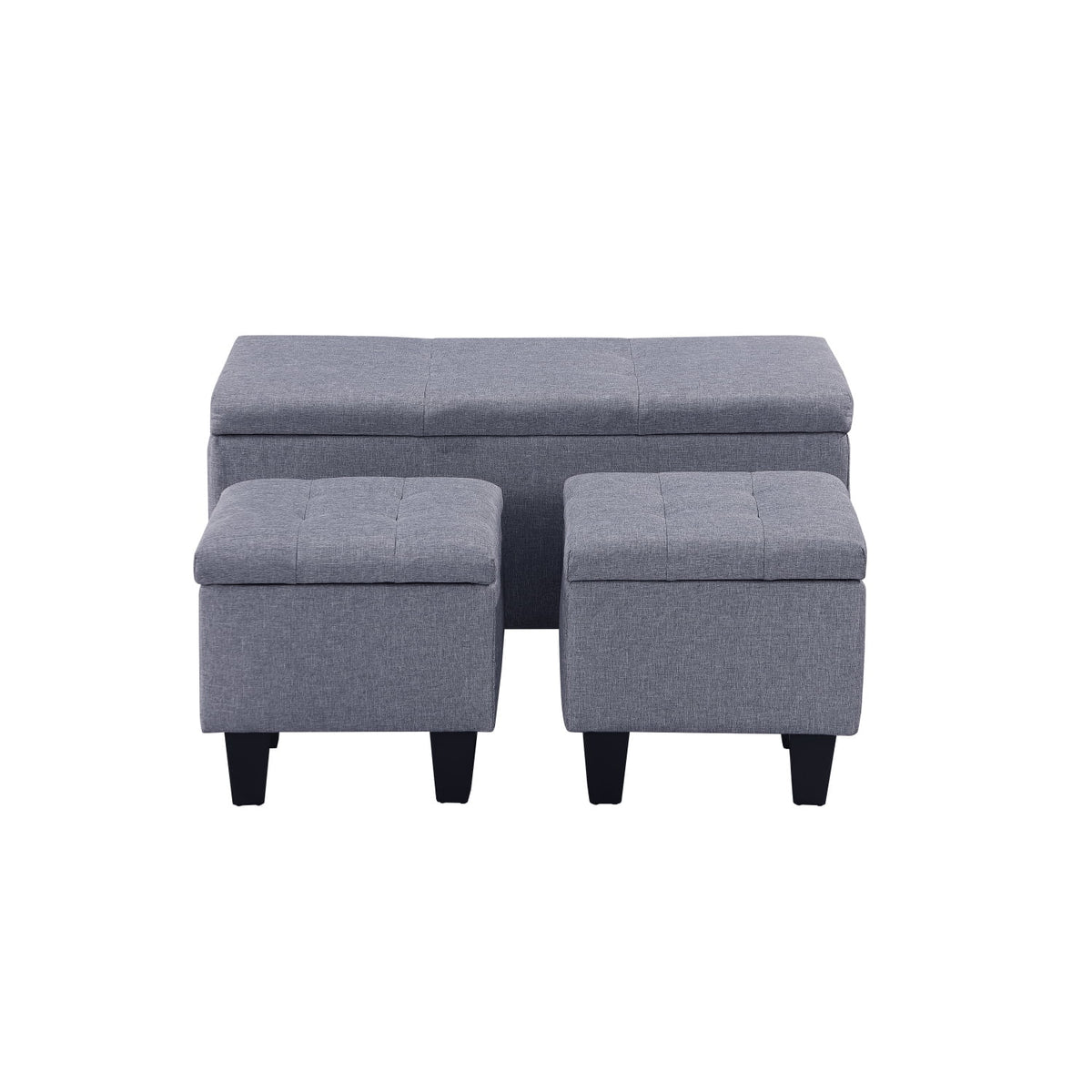 3 in 1 Tufted Linen Storage Ottoman Bench Set I1457