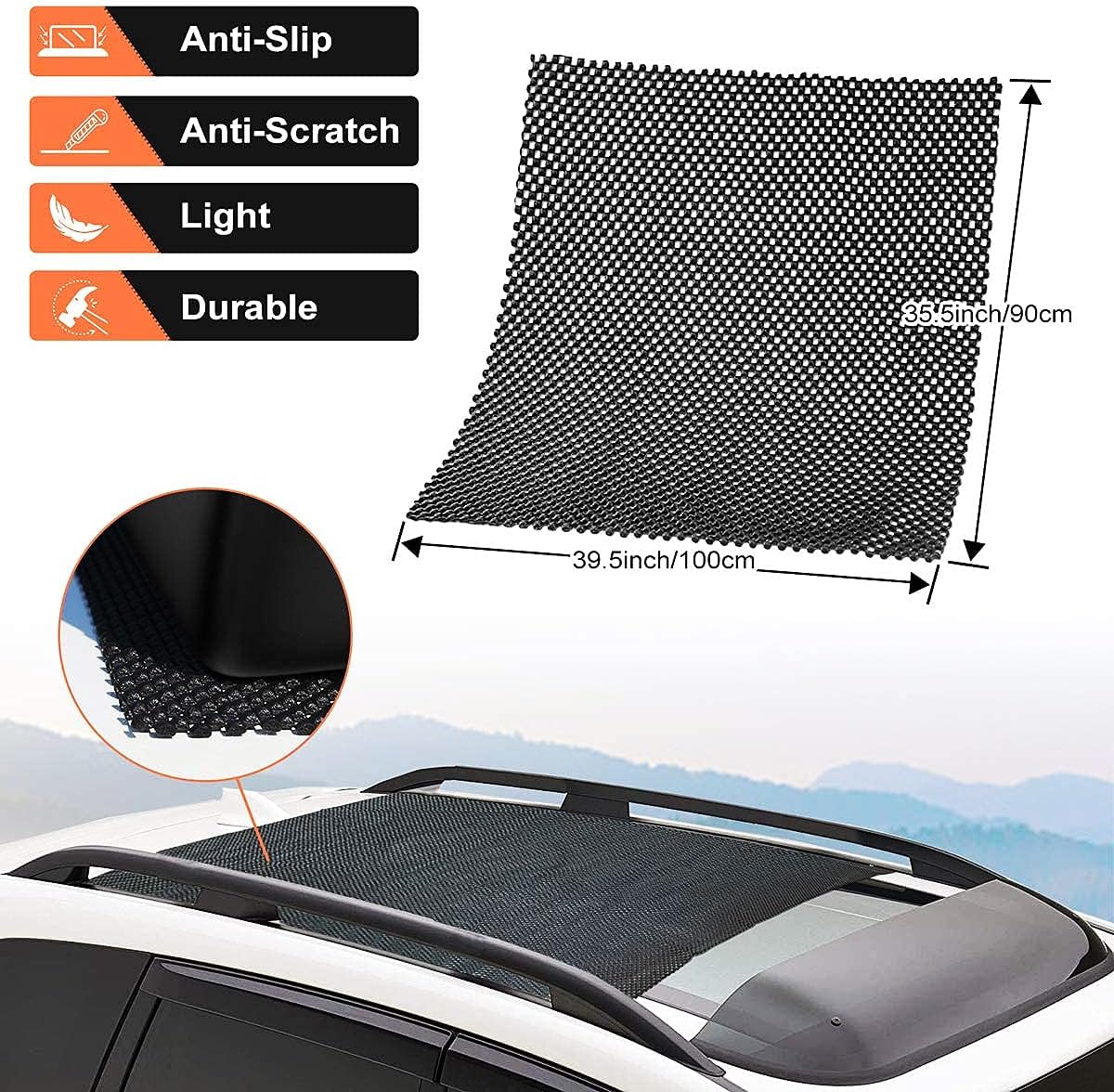 Car Rooftop Cargo Carrier Bag 15 Cubic Feet Waterproof Heavy Duty 800D PVC Soft-Shell Roof Carrier with Storage Bag and Protective Mat T744840