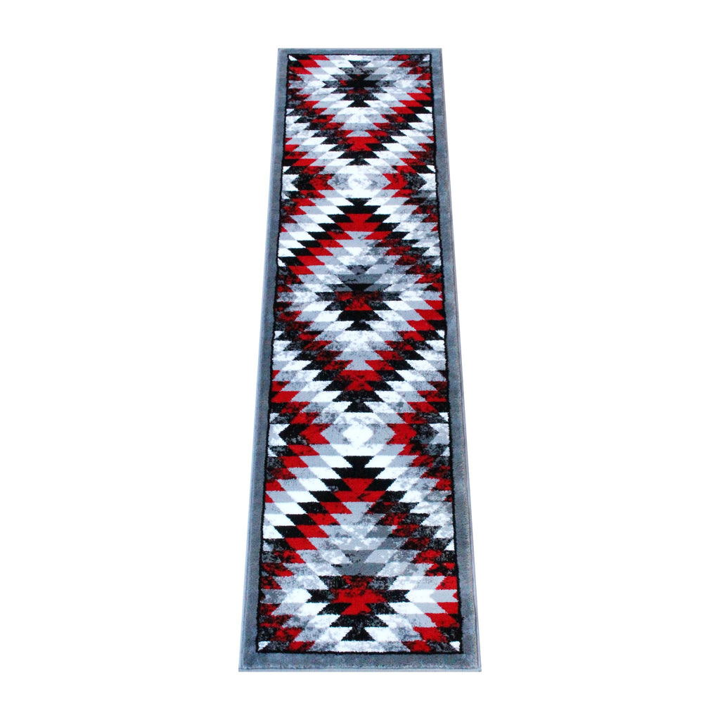 Red Grey White Black Distressed Runner V620967