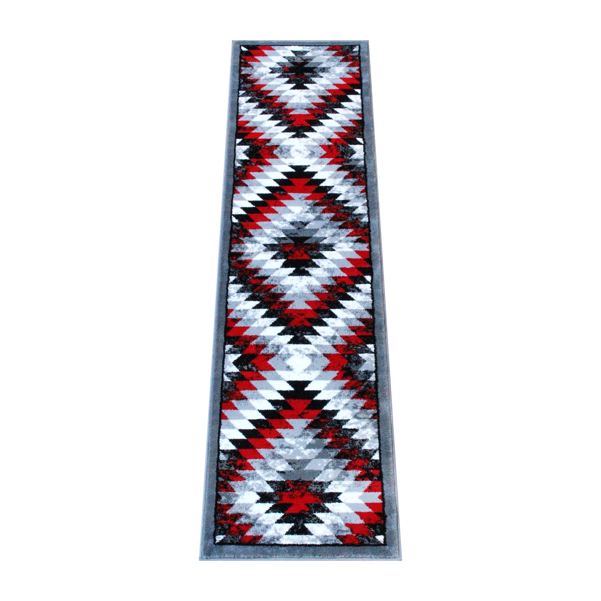 Red Grey White Black Distressed Runner V620967