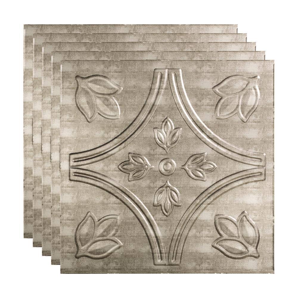 2ft x 2ft Crosshatch Silver Decorative Vinyl Ceiling Tile (5 Pack) W165195