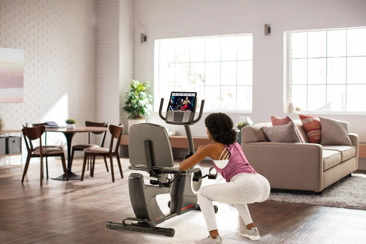 Recumbent Exercise Bike with Display, Tablet Holder, and Fan C345