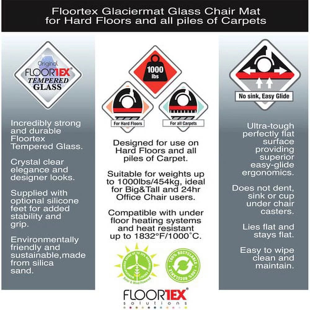 Glass Chairmat 60" x 48" Rectangle Clear J18184